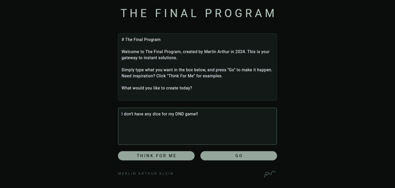 The Final Program Screenshot